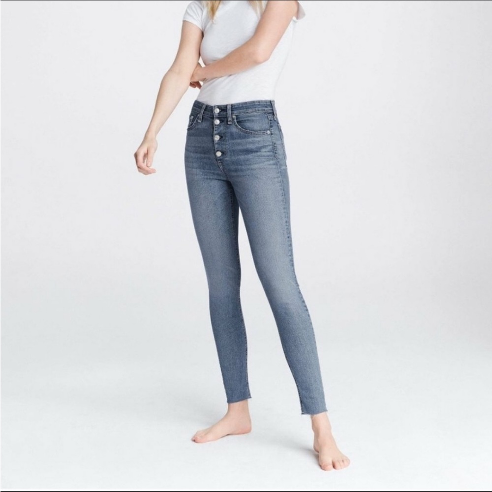 Rag & Bone Nina High-Rise Ankle Skinny Button Fly, Size 27